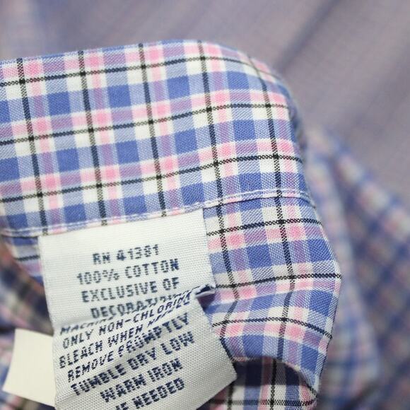 Polo Ralph Lauren Button Shirt Men Large Classic Fit Check Long Sleeve Blue Pink - Picture 5 of 7